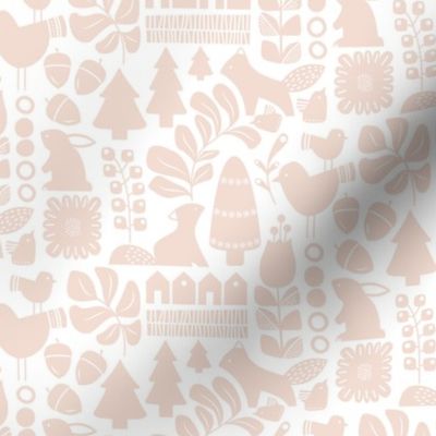 Scandinavian forest in pale rose on a white background-Medium Scale-Mariana Valladares