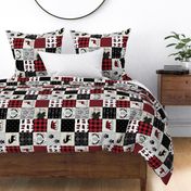 4 1/2" Lumberjack Woodland Patchwork Blanket – Bear Moose Deer Cheater Quilt, GL-BR3, rotated