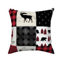 Lumberjack Woodland Patchwork Blanket – Bear Moose Deer Cheater Quilt, GL-BR3
