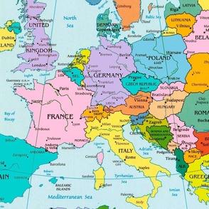 Europe Map Print Pastel 13”x9” repeat 