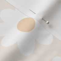Large Daisies Illustration (off white and dusty mustard) fabric_artist_stephanie_delacruz