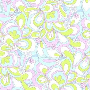 Eden retro flower power lilac purple lime green blue white Large Scale by Jac Slade