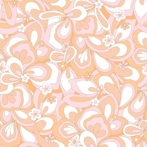 Eden retro flower power orange pink white Large Scale by Jac Slade