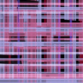 Glitchy purple and pink plaid with black accents