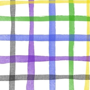 Rainbow Watercolor Plaid (large) || geometric square grid gingham