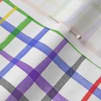 Rainbow Watercolor Plaid (medium) || colorful picnic blanket summer gingham geometric square grid