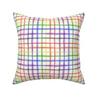 Rainbow Watercolor Plaid (medium) || colorful picnic blanket summer gingham geometric square grid