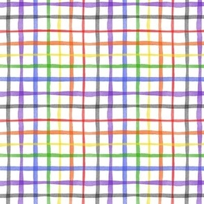 Rainbow Watercolor Plaid (small) || colorful picnic blanket summer gingham geometric square grid