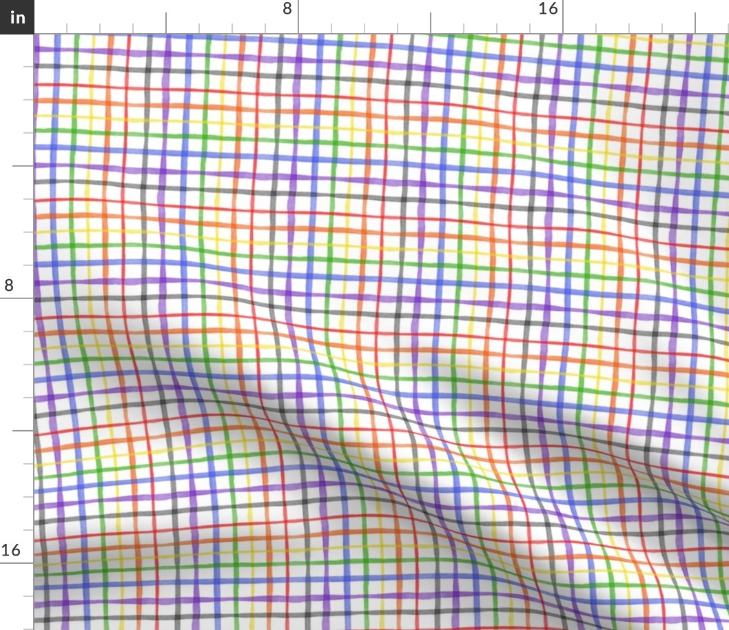 Rainbow Watercolor Plaid (small) || colorful picnic blanket summer gingham geometric square grid