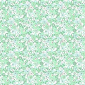 Eden retro floral Green mint small scale by Jac Slade