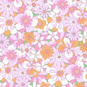 Eden retro floral orange lilac pink on green XLarge Scale by Jac Slade.jpg