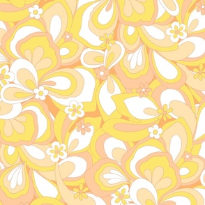 Eden retro floral yellow orange white XLarge Scale by Jac Slade