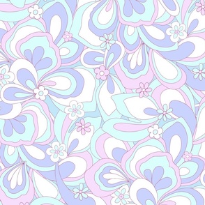 Eden retro flower power lilac purple blue white XLarge Scale by Jac Slade