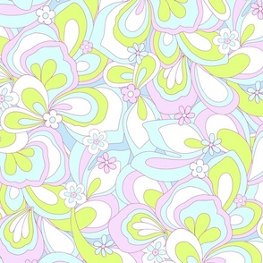 Eden retro flower power lilac purple lime green blue white XLarge Scale by Jac Slade