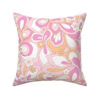 Eden retro flower power orange pink white XLarge Scale by Jac Slade