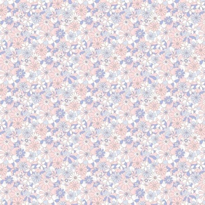 Eden retro floral pink blue Small scale by Jac Slade