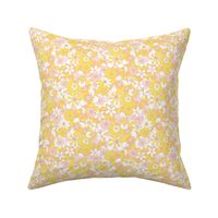 Eden retro floral yellow coral Small scale by Jac Slade