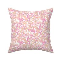 Eden retro flower power orange candy pink white Small Scale by Jac Slade