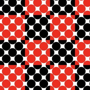 Black and red checkered through perforated white circles