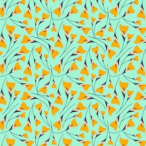 (M) Lily flowers in marigold mint green