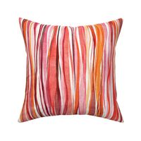 Coral Red Hand-Painted Wavy Gouache Stripes