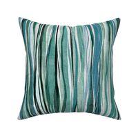 Sage Green and Grey Blue Hand-Painted Wavy Gouache Stripes