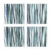 Desaturated Blue Grey and Sage Hand-Painted Wavy Gouache Stripes