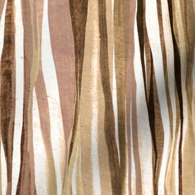 Desert Tan and Brown Neutral Hand-Painted Wavy Gouache Stripes