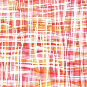 Whimsical Sunset Shades Wavy Hand-Painted Gouache Checkered