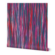 Blue, Pink and Purple Hand-Painted Wavy Gouache Stripes