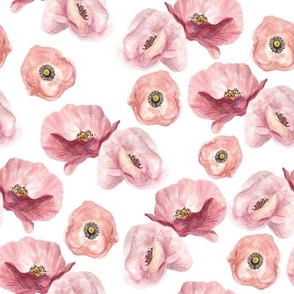 Delicate watercolor poppies pattern