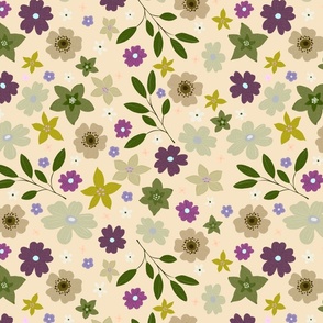 Green purple floral pattern