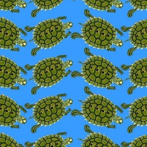 Turtle Zigzags on sea blue 2in
