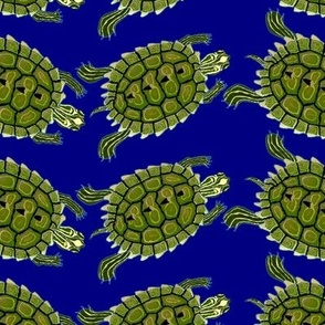 Turtle Zigzags on deep blue 4in