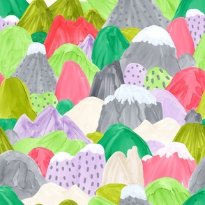 marker mountains green gray lavender coral