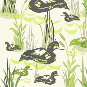 The Paddling of Period Ducks  Print  - © 2022 Vanessa Peutherer- Teamwork - Hand Drawn -