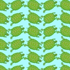 Turtle Zigzags in oil patterns on light blue
