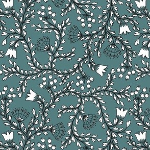 Flower Garland Teal background S scale