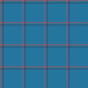 3 color windowpane 60s earthy red and blue on earthy light blue