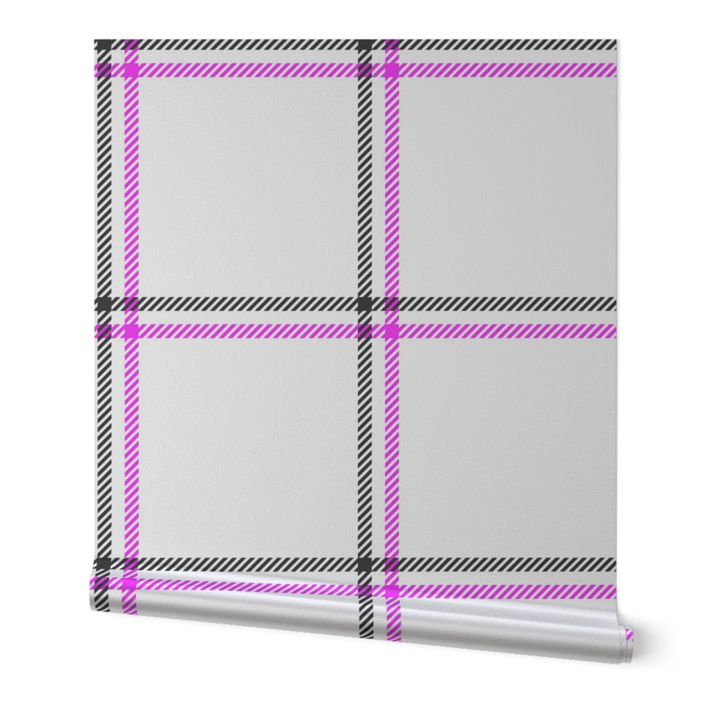 3 color windowpane black and neon pink on white