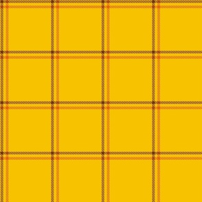 3 color windowpane plaid 70s brown and orange on yellow