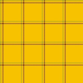 3 color windowpane plaid 70s green and brown on yellow