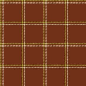 3 color windowpane plaid 70s green and tan on brown