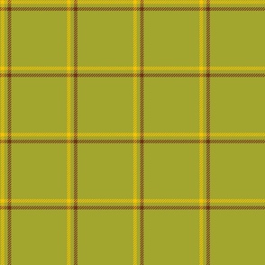 3 color windowpane plaid 70s yellow and brown on green