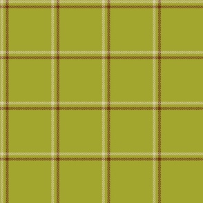 3 color windowpane plaid 70s tan and brown on green