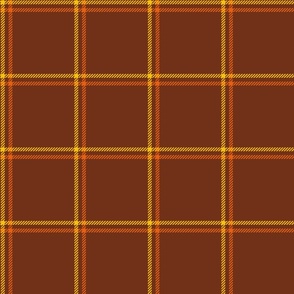 3 color windowpane plaid 70s yellow and orange on brown