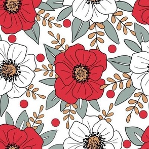 Red and White floral (polkadot)