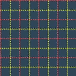 tattersall plaid 60s earthy red and green on earthy blue