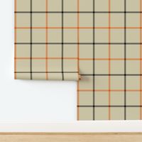 tattersall plaid 70s orange and black on tan