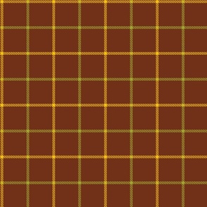 tattersall plaid 70s yellow and green on brown